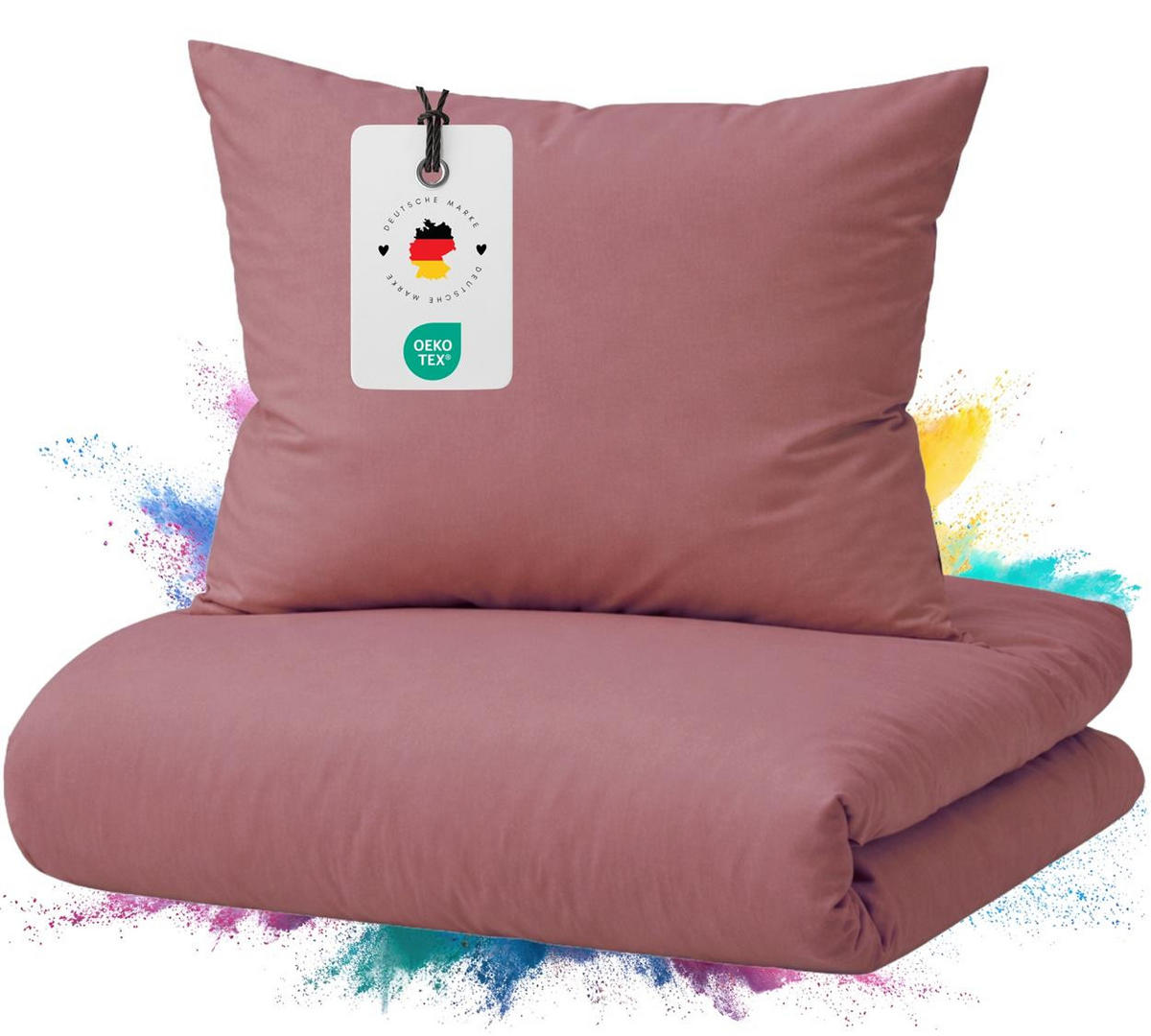 BETTWÄSCHE Mako Satin 155x220 cm aus 100% Baumwolle mit Reißverschluss, Uni Bettbezug 155 x 220 - Rosenholz - Weinrot, Textil (155/220cm) - Carpe Sonno
