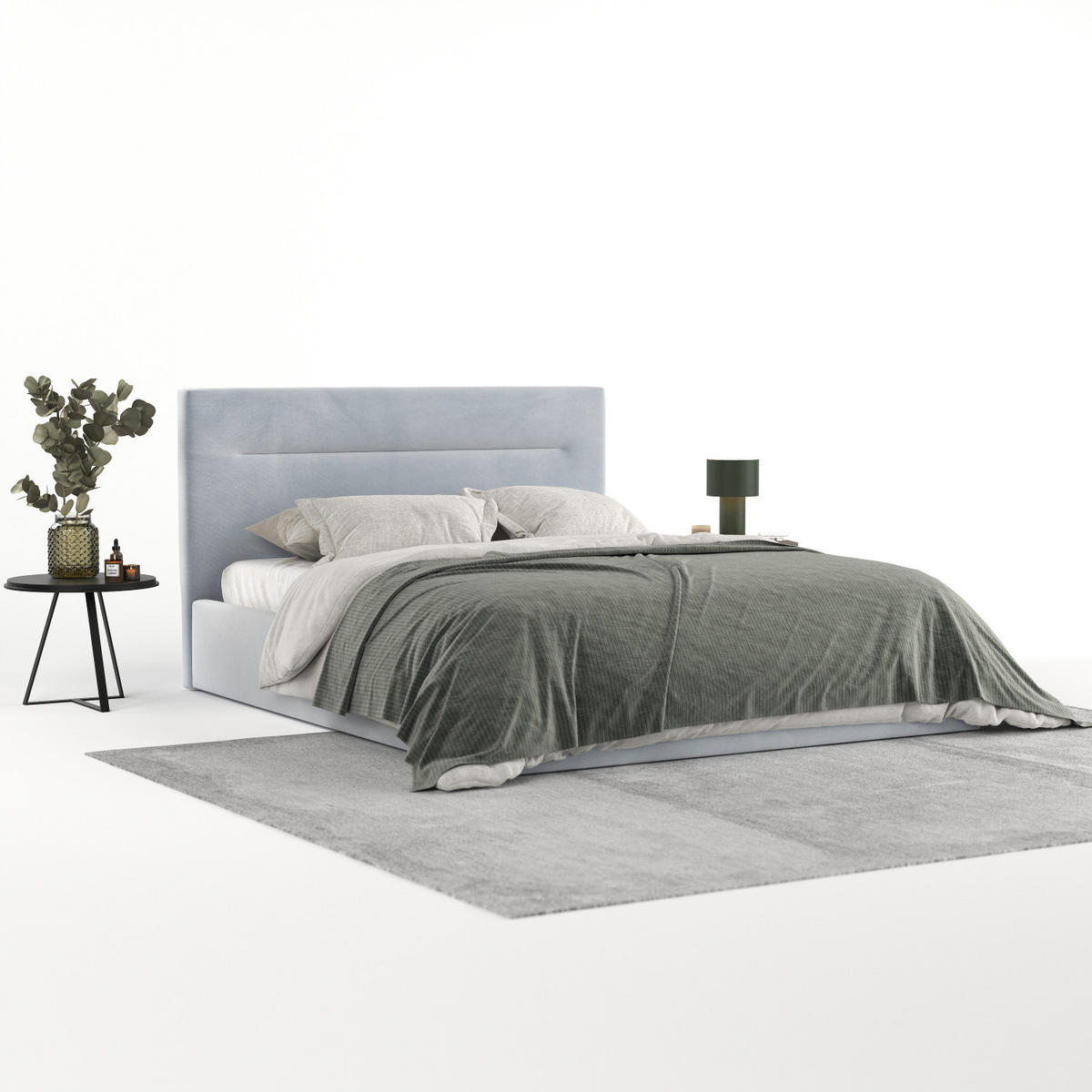 POLSTERBETT Liline 140/200 cm Hellgrau im Paros Stoff - Hellgrau/Schwarz, Holz/Holzwerkstoff (140/200cm) - AltaBeds