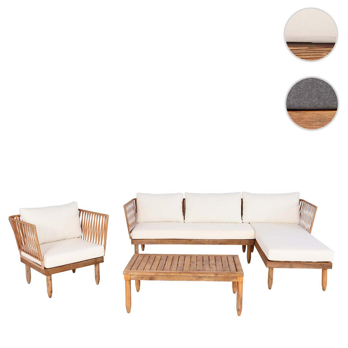 GARTEN-GARNITUR Braun, Weiß - Braun/Weiß, Holz - MCW