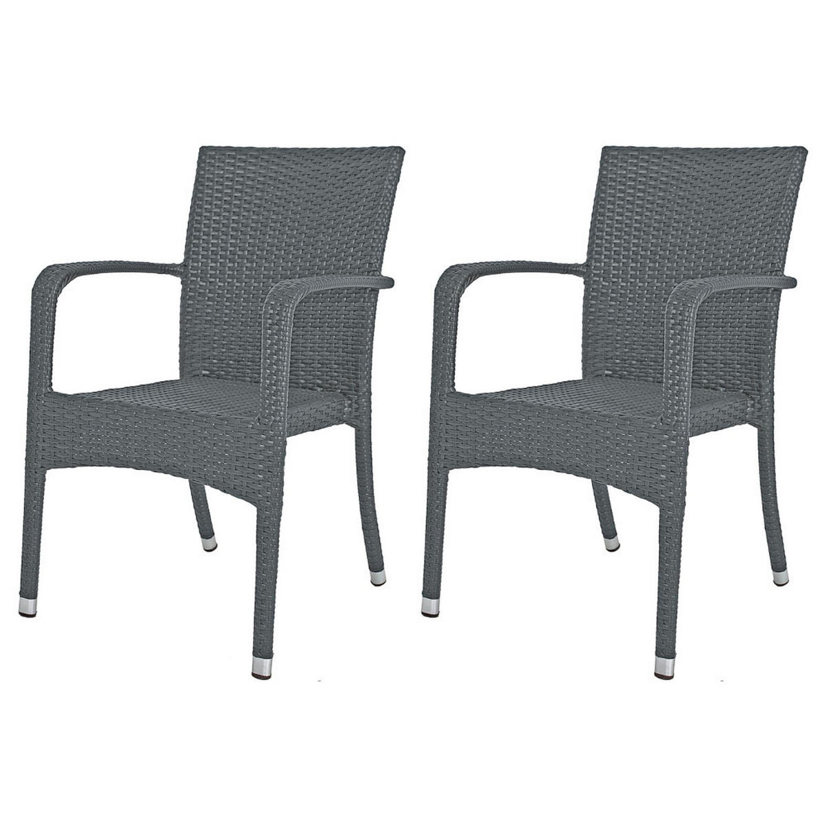 GARTENSTUHL 2er Set Bruno Stapelstuhl - Grau, Kunststoff (56/87/55cm) - DELUKE