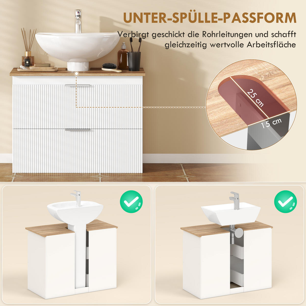 BADEZIMMERSCHRANK Weiß 40.0/80.0/60.0 cm - Weiß, Holzwerkstoff (80/60/40cm)
