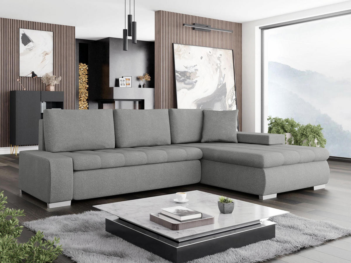 ECKSOFA Orkan Mini - Silberfarben, Holz/Textil (265/185cm) - MIRJAN24