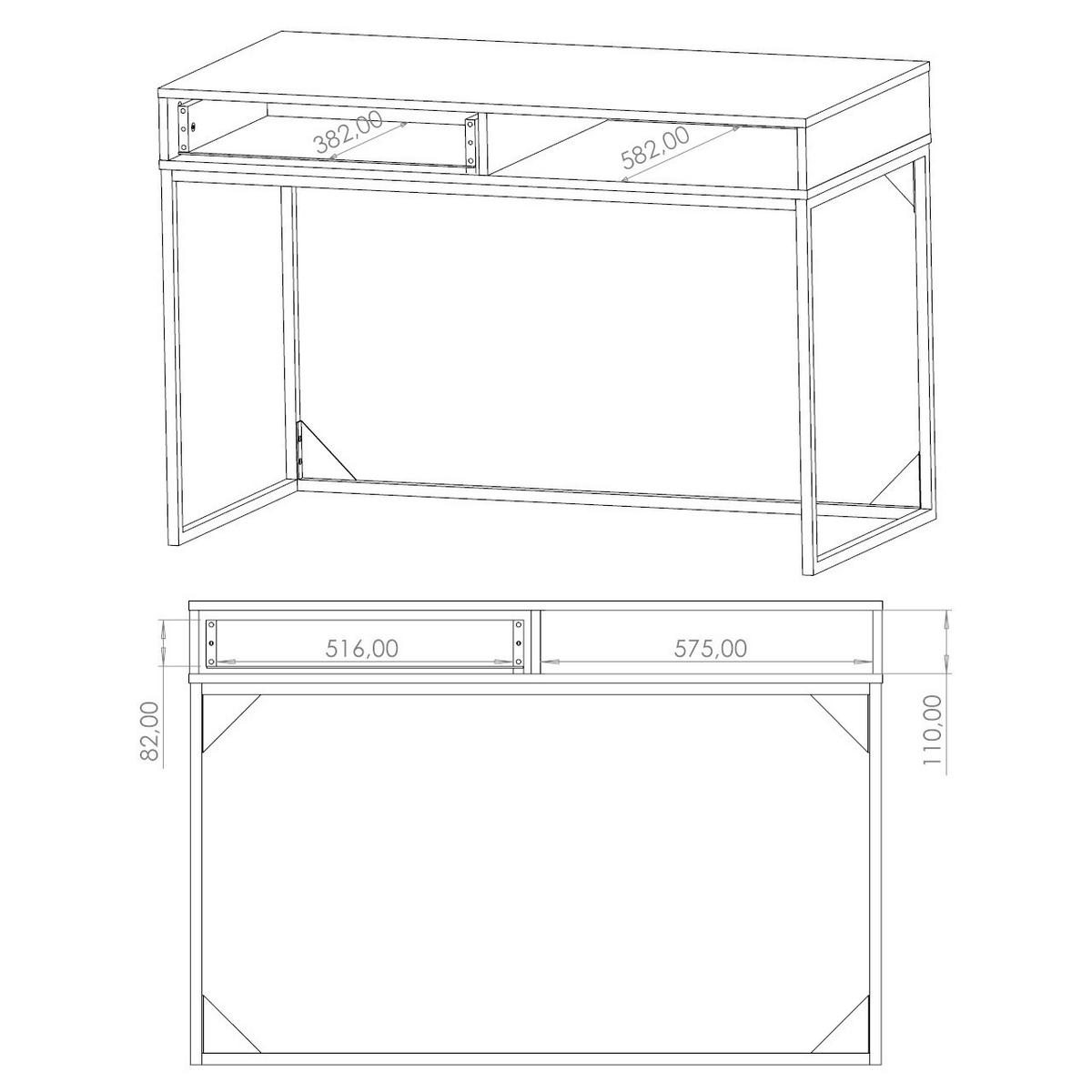 SCHREIBTISCH LANDRE 01 - Schwarz/Braun, Holzwerkstoff (60/120/80cm)