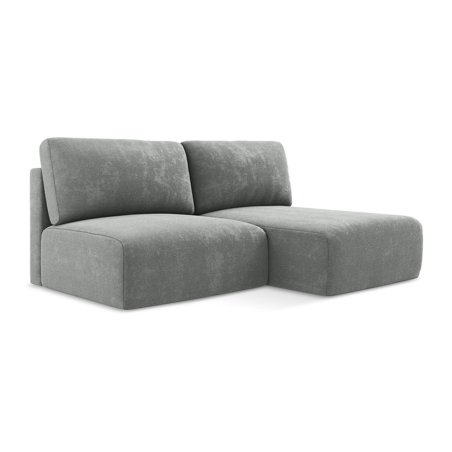 ECKSOFA mit Schlaffunktion rechts Chenille Stoff Grau - Blau/Schwarz, Kunststoff/Textil (210/149cm) - LaMiaSofa