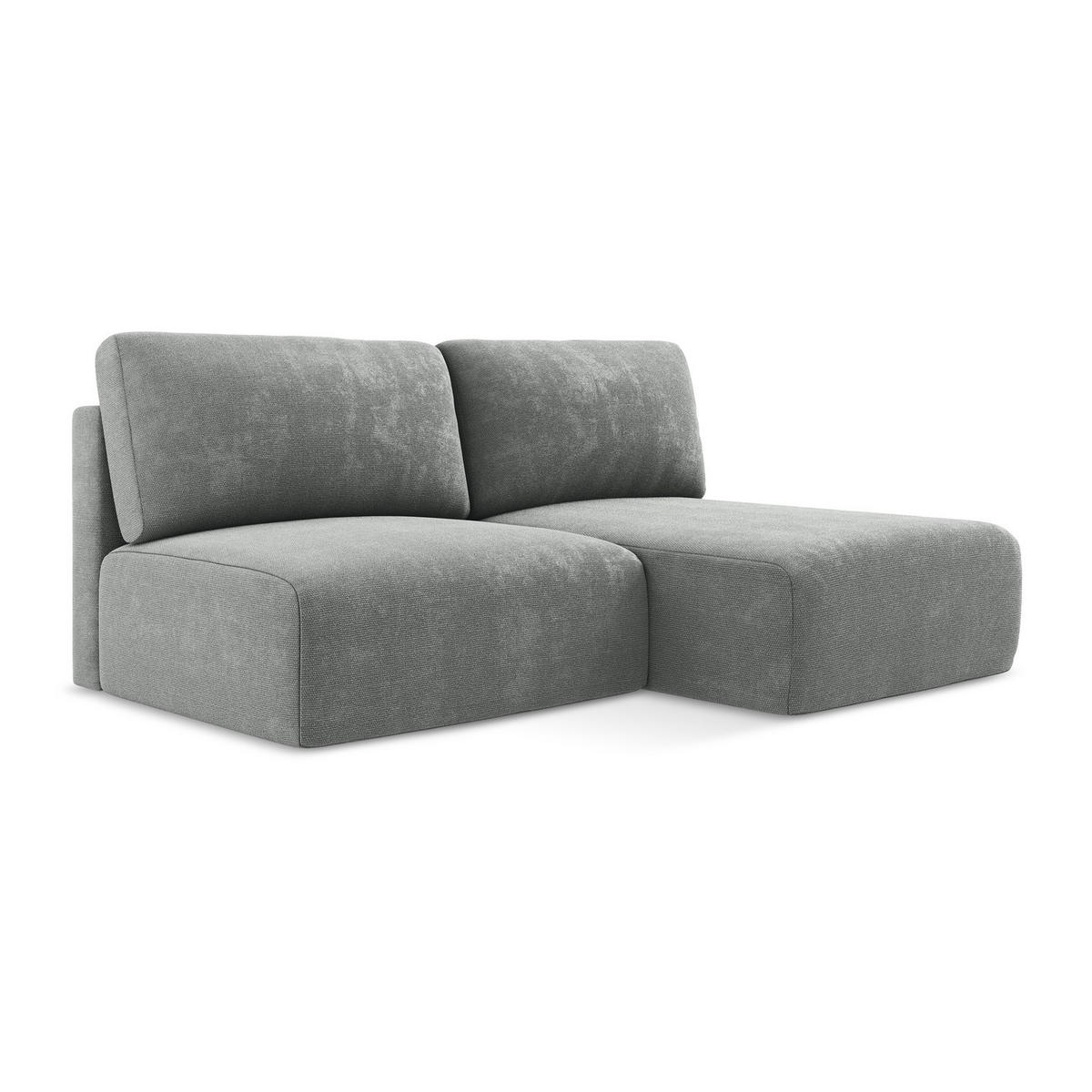 ECKSOFA mit Schlaffunktion rechts Chenille Stoff Grau - Blau/Schwarz, Kunststoff/Textil (210/149cm) - LaMiaSofa