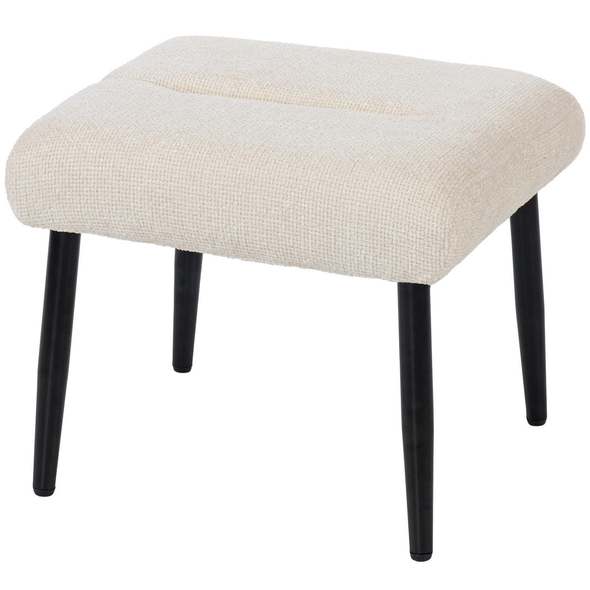 SITZHOCKER DE-07214 mit Chenille-Stoff und Stahlbeinen Cremeweiß - Creme, Textil/Metall (41/38/45cm) - ComfortXL