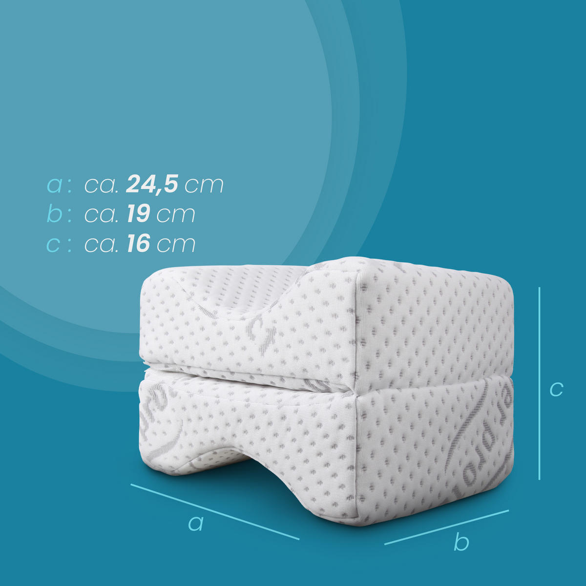 KNIEKISSEN Memory-Schaum viscoelastisch 25x19x7,5 cm - Weiß, Textil (19/25cm) - Bestlivings