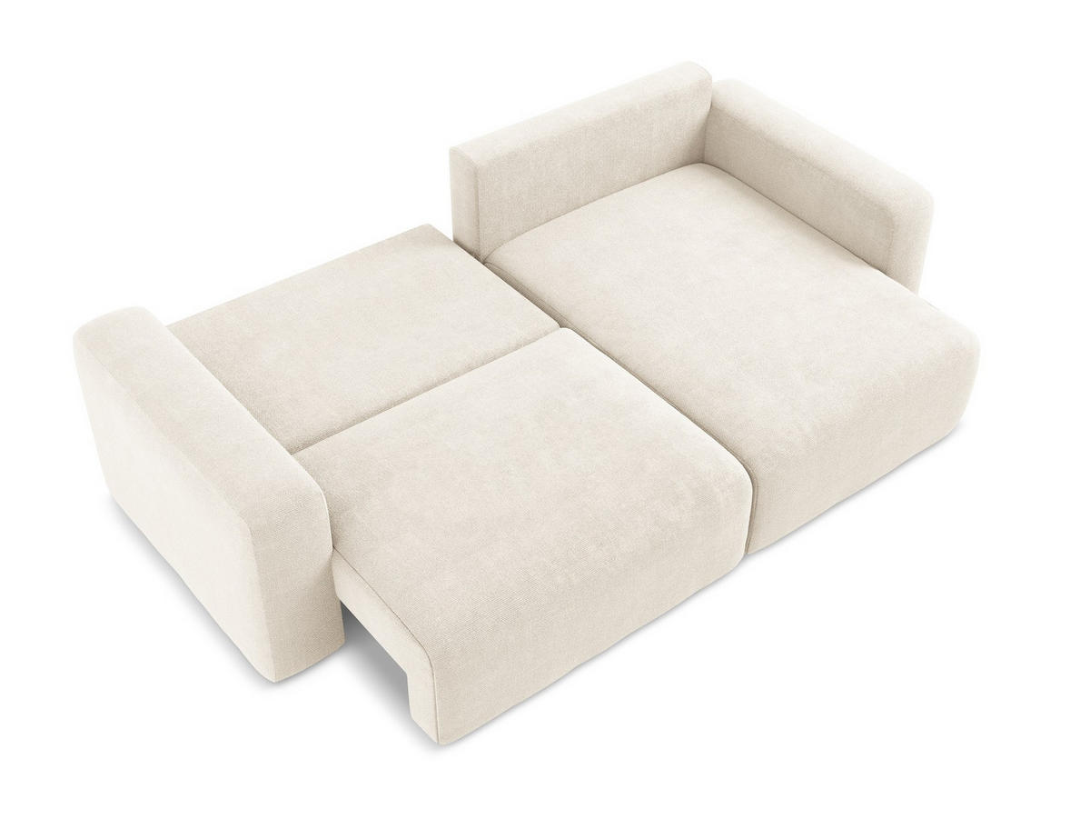ECKSOFA mit Schlaffunktion rechts Chenille Stoff Beige - Beige/Creme, Kunststoff/Textil (244/149cm) - Makamii