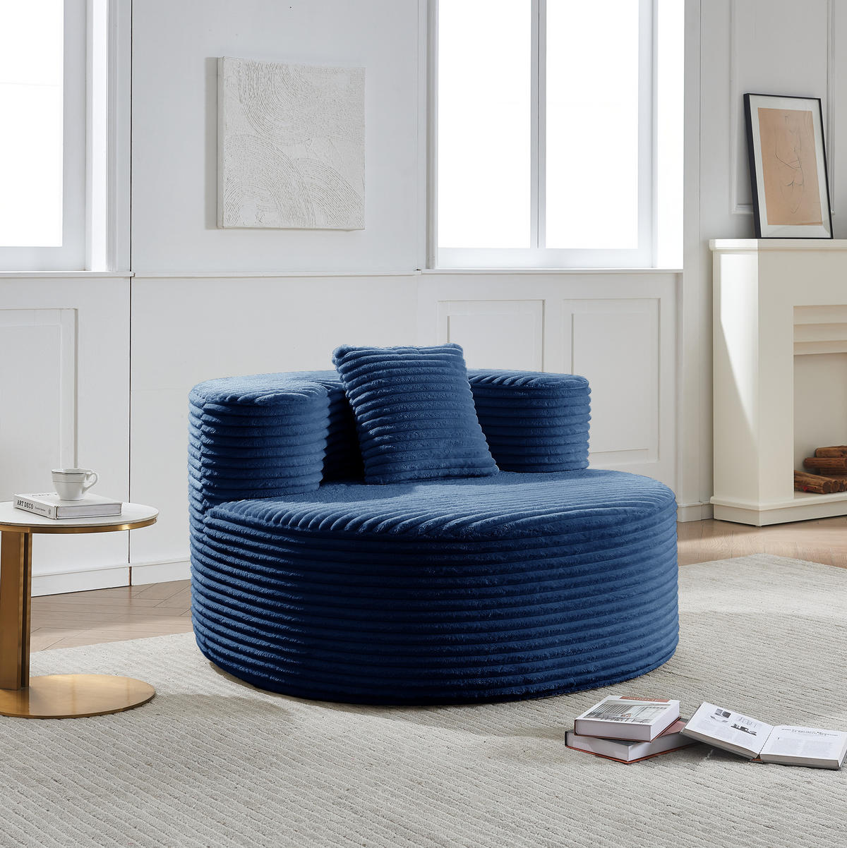 SESSEL in Cordoptik 112 x 105 x 59 cm Blau - Blau, Kunststoff (105/59/112cm) - Beauniv
