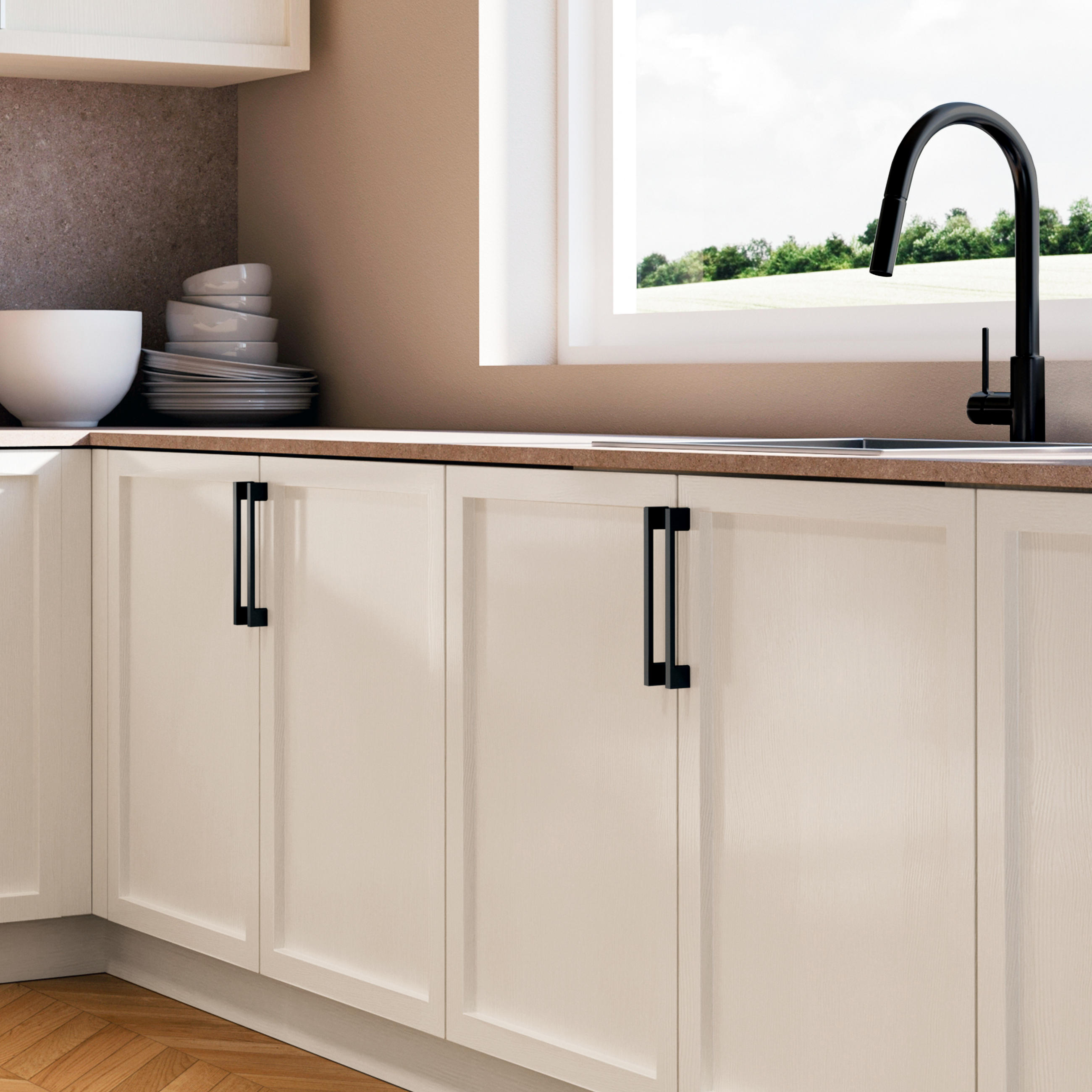 MÖBELGRIFFE Montreal, L192mm, 160mm Achsenabstand, Zamak, Schwarz lackiert 5er-set - Schwarz, Kunststoff (0.8/3/19.2cm) - EMUCA