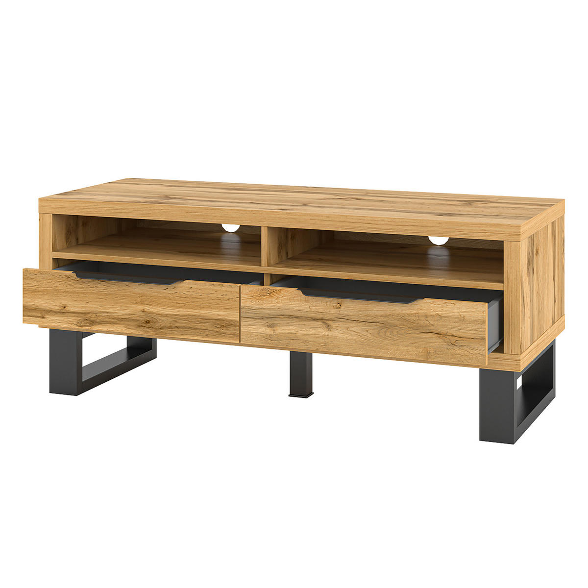 LOWBOARD HALENZA 124x50x50 cm mit 2 Schubladen Eiche Wotan - Eiche Wotan, Holzwerkstoff (124/50/50cm) - MASSENO