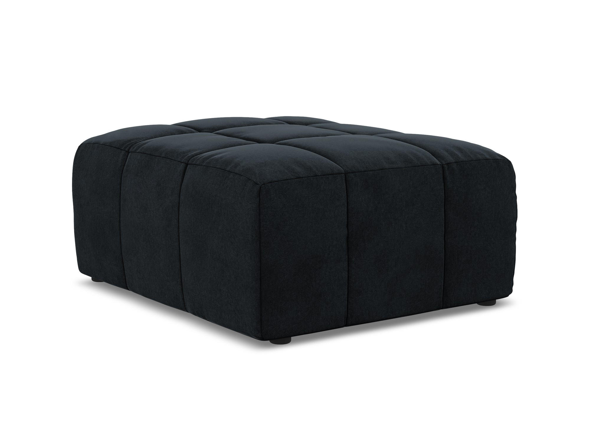 POUF Samt Stoff Blau - Türkis/Schwarz, Holzwerkstoff/Kunststoff (75/41/90cm) - Makamii