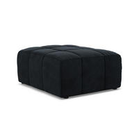 POUF Samt Stoff Blau - Türkis/Schwarz, Holzwerkstoff/Kunststoff (75/41/90cm) - Makamii