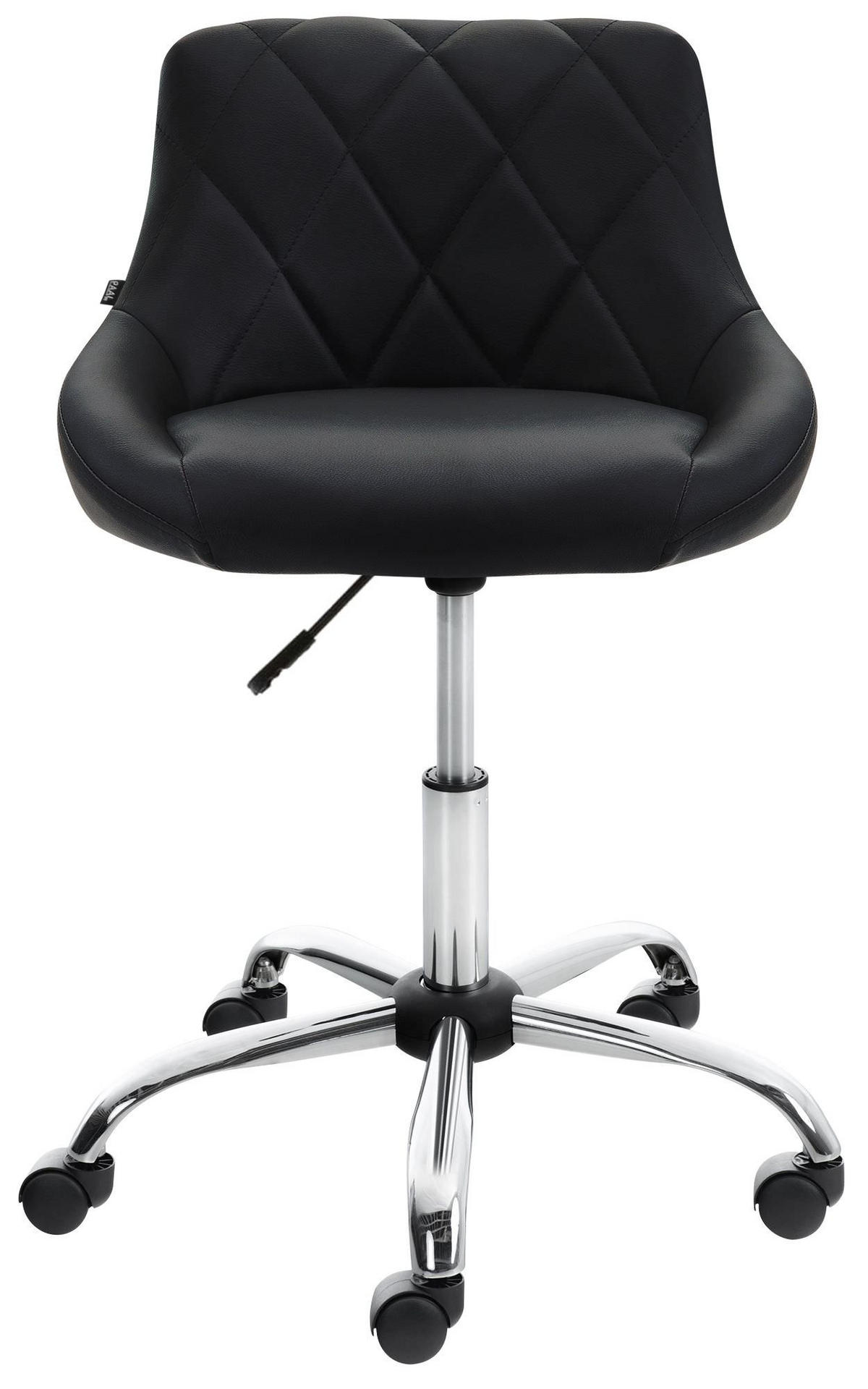 HOCKER Lederlook schwarz - Chromfarben/Schwarz, Textil/Metall (47/71/49cm) - CLP