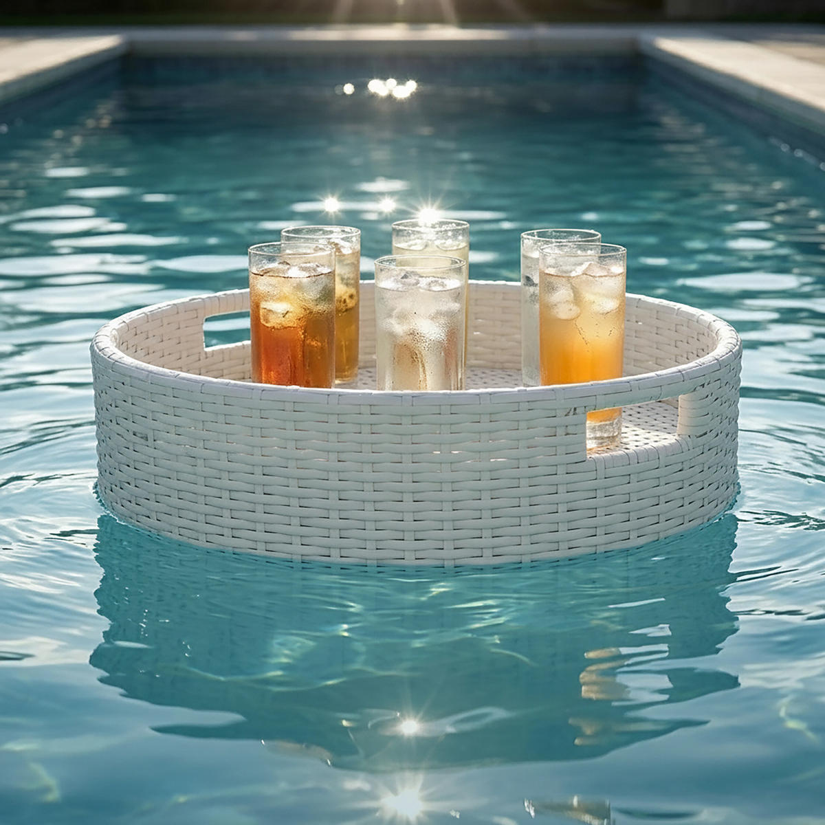 SERVERINGSBRICKA vit flytande PE rotting 80 cm - Vit, Textil/Metall (80/20/80cm) - Relaxdays