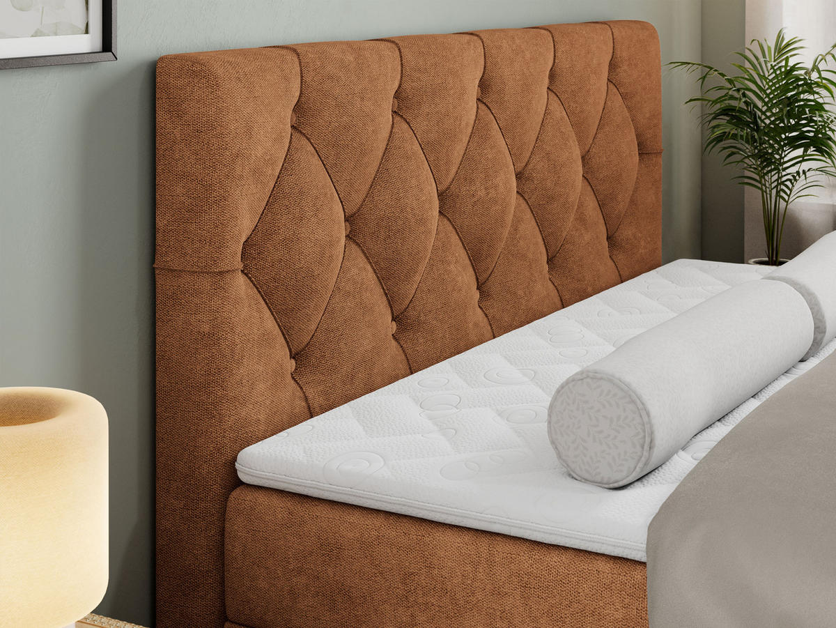 BOXBETT ALDA 180/200 Orange Struktur - H3 - Orange, Holz/Textil (180/200cm) - MKS