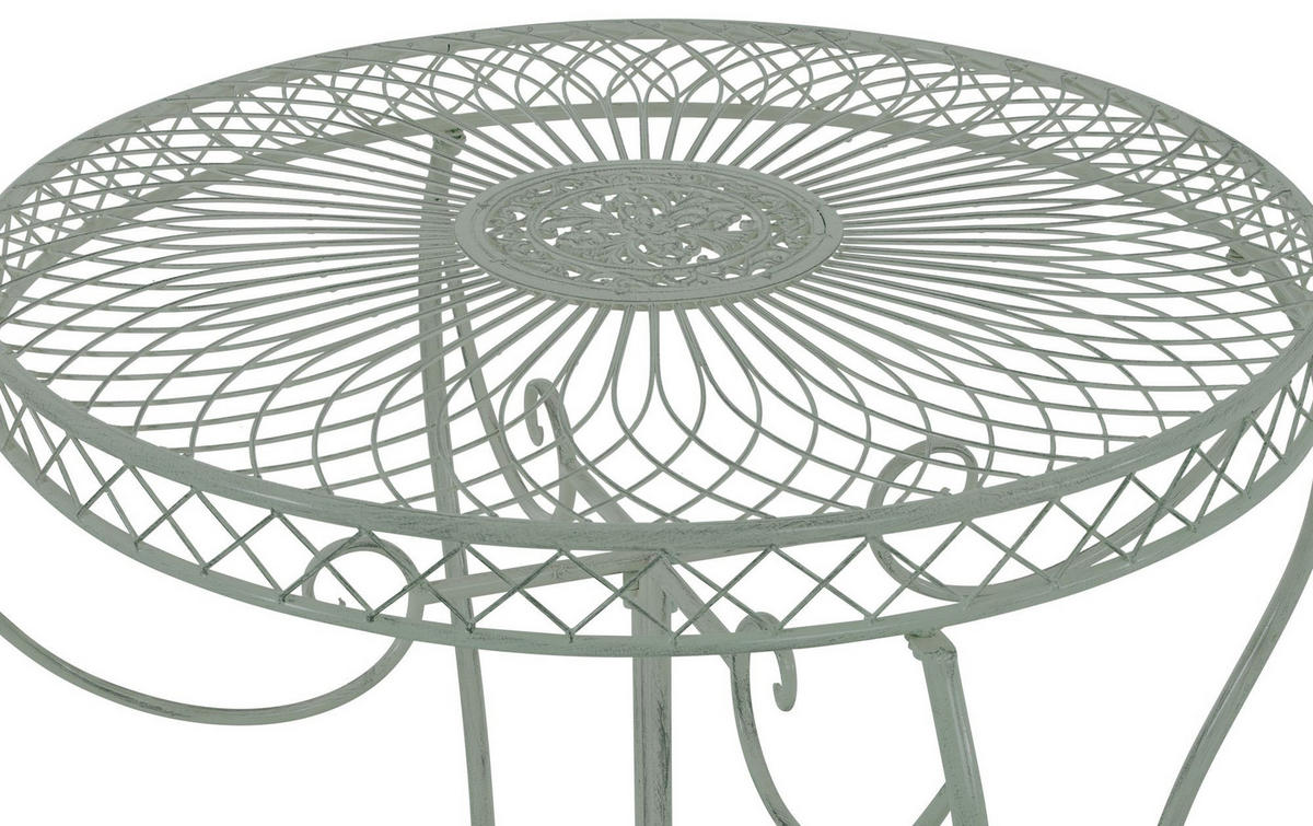 GARTENTISCH rund Ø90 cm Metall Antik-Grün - Grün, Metall (90/90/69cm) - CLP