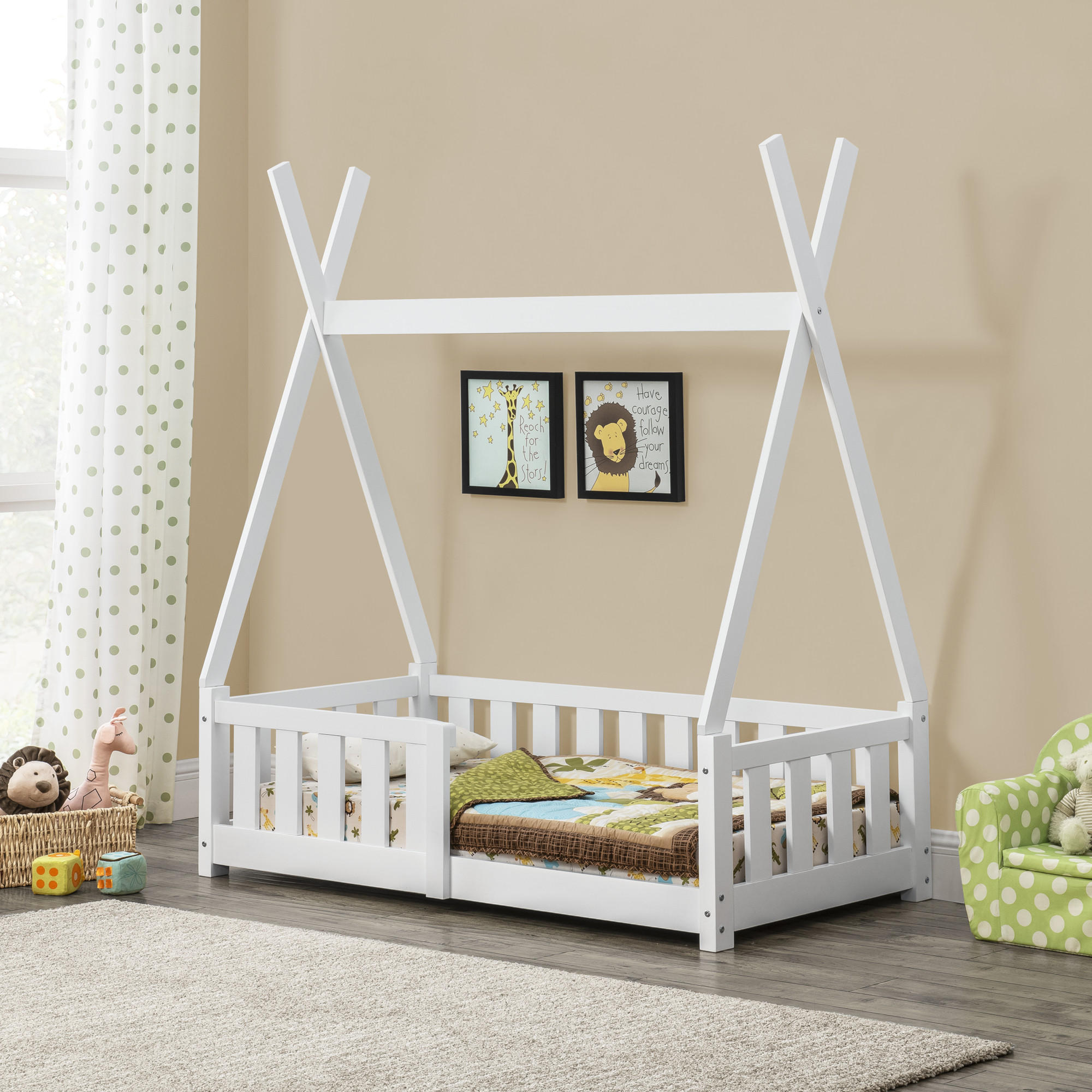 KINDERBETT Helsingborg - Weiß, Holz (70/140cm) - [en.casa]