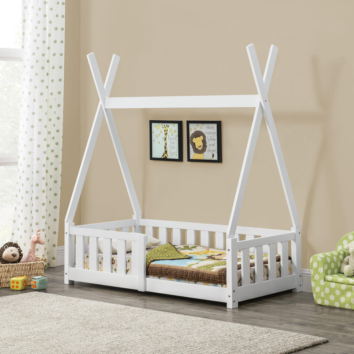 KINDERBETT Helsingborg - Weiß, Holz (70/140cm) - [en.casa]