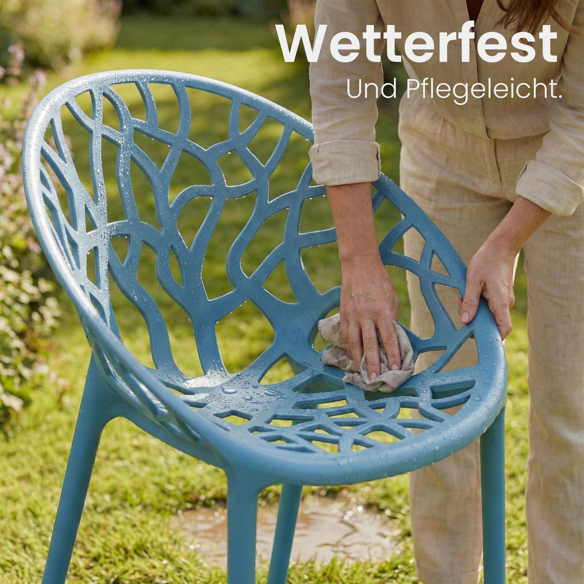 GARTENSTUHL Kunststoff Blau - Blau, Kunststoff (59/80/60cm) - CLP