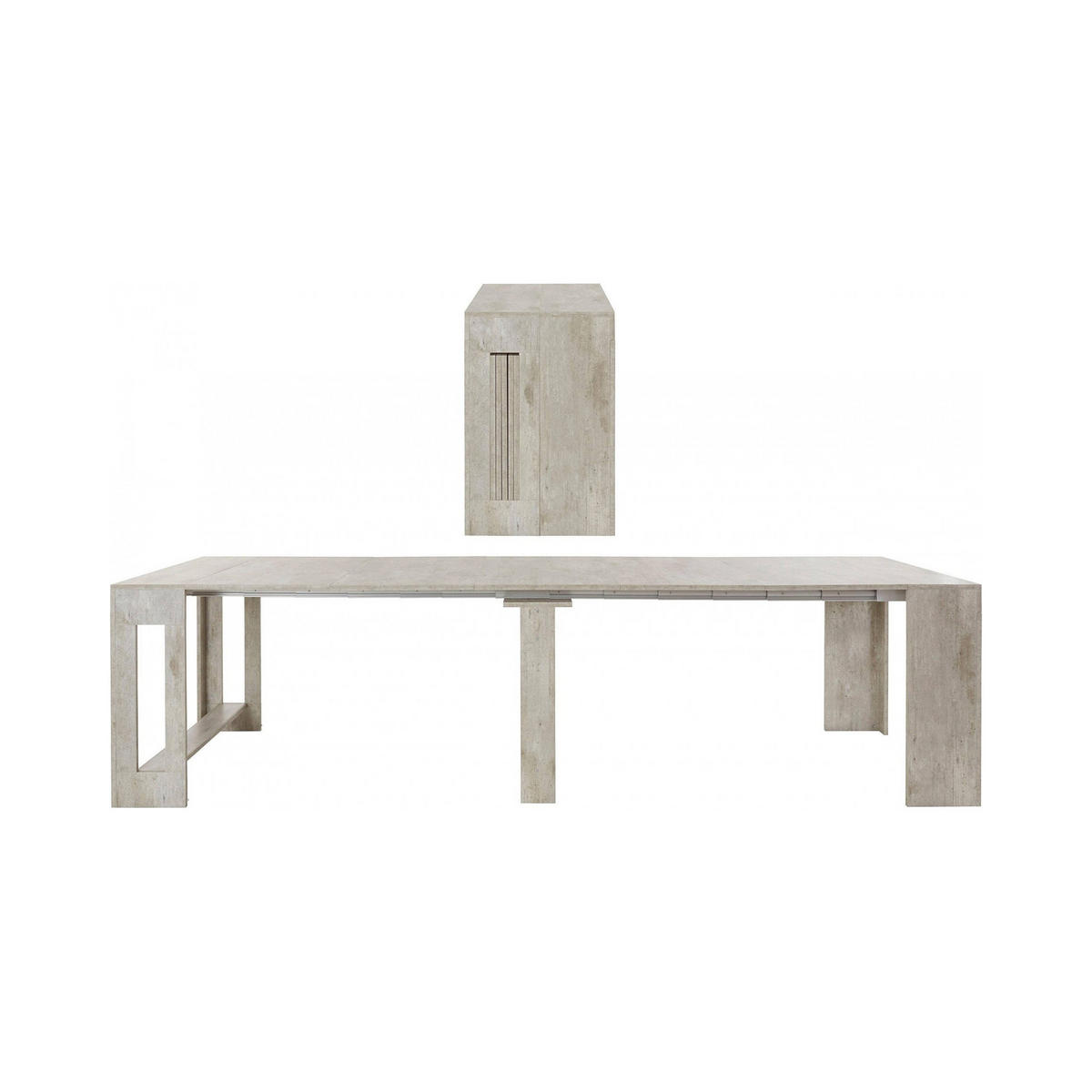 AUSZIEHBARER TISCH Holz-Effekt Zement 90/300/77 cm - Grau, Holzwerkstoff (90/300/77cm) - DMORA
