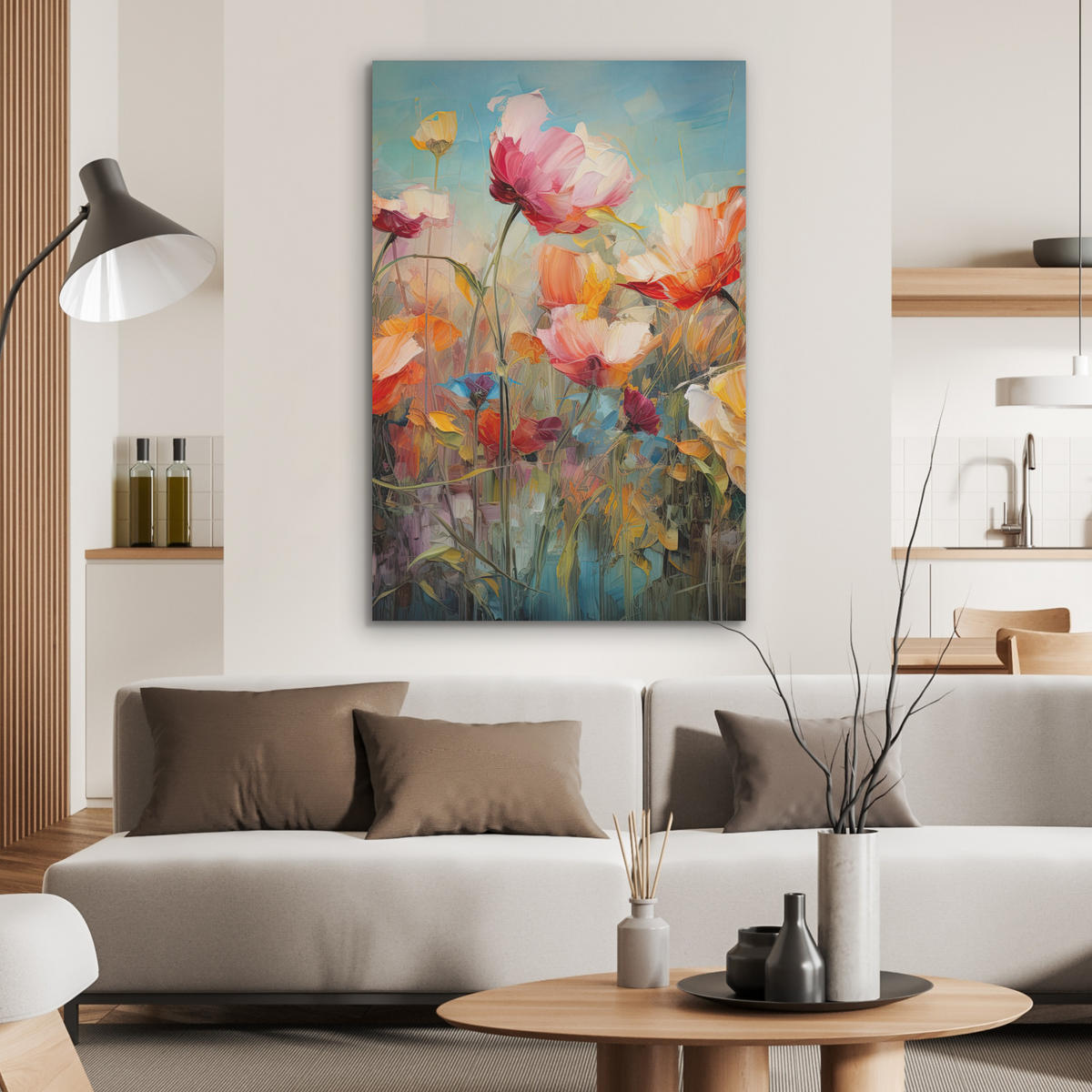 AKUSTIKBILD Blumen - Aquarell - Kunst - Botanisch - Natur Wanddeko 60x90 cm - Orange, Kunststoff (60/90/0.9cm) - MuchoWow