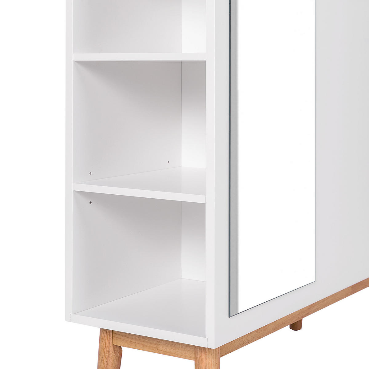 GARDEROBENSCHRANK mit Spiegel - Weiß / Eiche - Eichefarben/Weiß, Holzwerkstoff (100/190/34cm) - home24