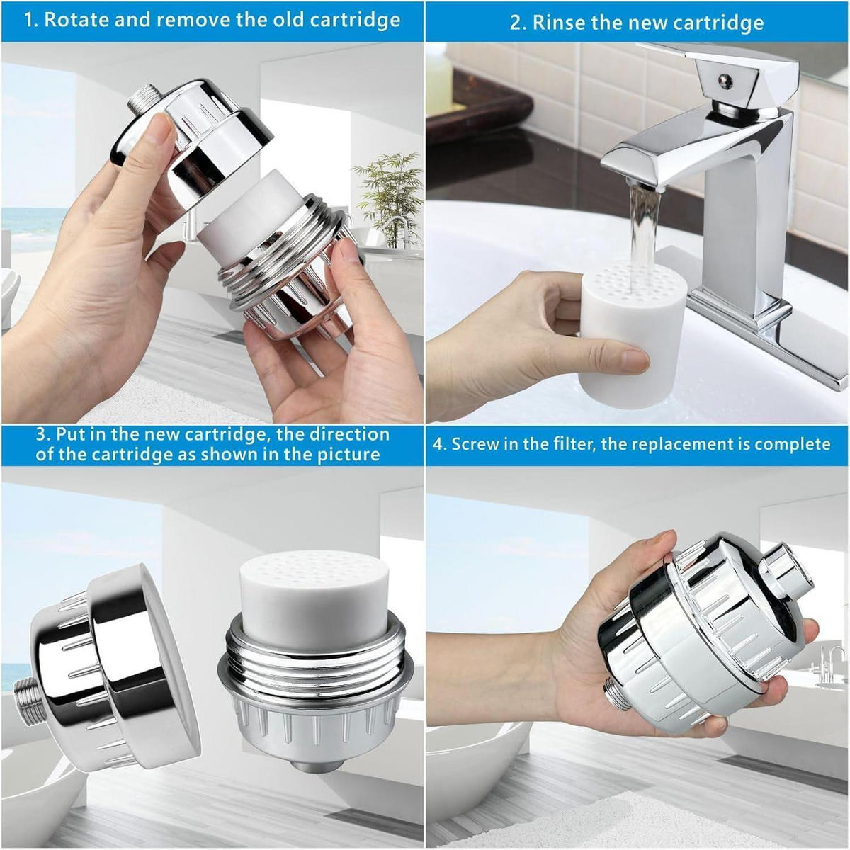 DUSCHKOPF-SET mit 23-stufigem Filter 15 cm Chrom - Silberfarben, Metall (15/15/15cm)
