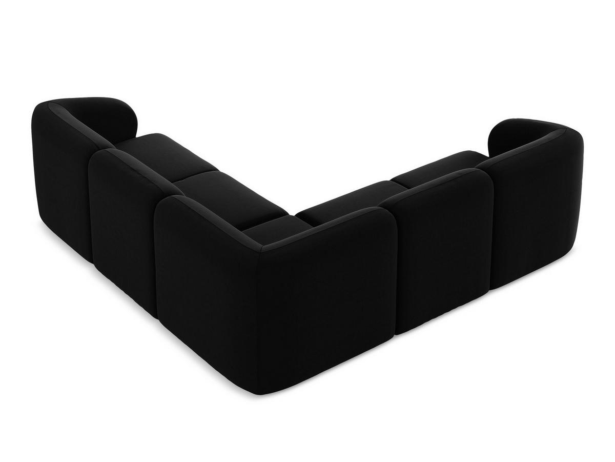 ECKSOFA Rechts Samt Stoff Blau - Schwarz/Hellblau, Holzwerkstoff/Kunststoff (248/166cm) - Makamii