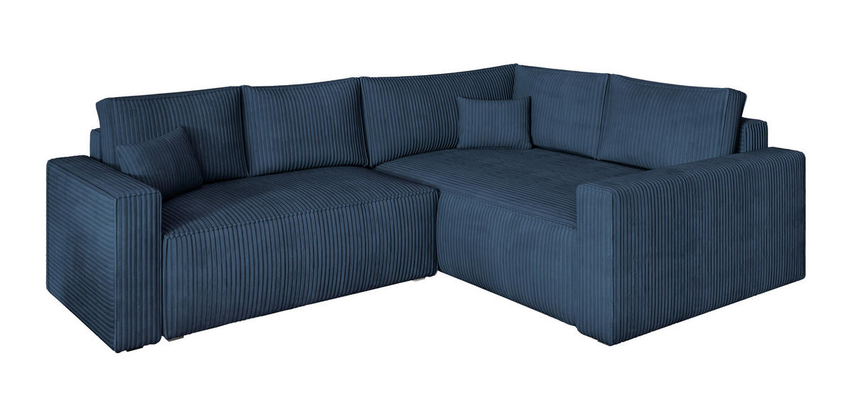 ROHOVÁ SEDAČKA ERONIS modrá - šedá/modrá, dřevo/textil (265/194cm) - MASSENO