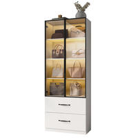 VITRINE aus Spanplatte 60x40x160cm in Weiß mit LED & Schubladen - Weiß, Holzwerkstoff (60/160/40cm) - Modfu
