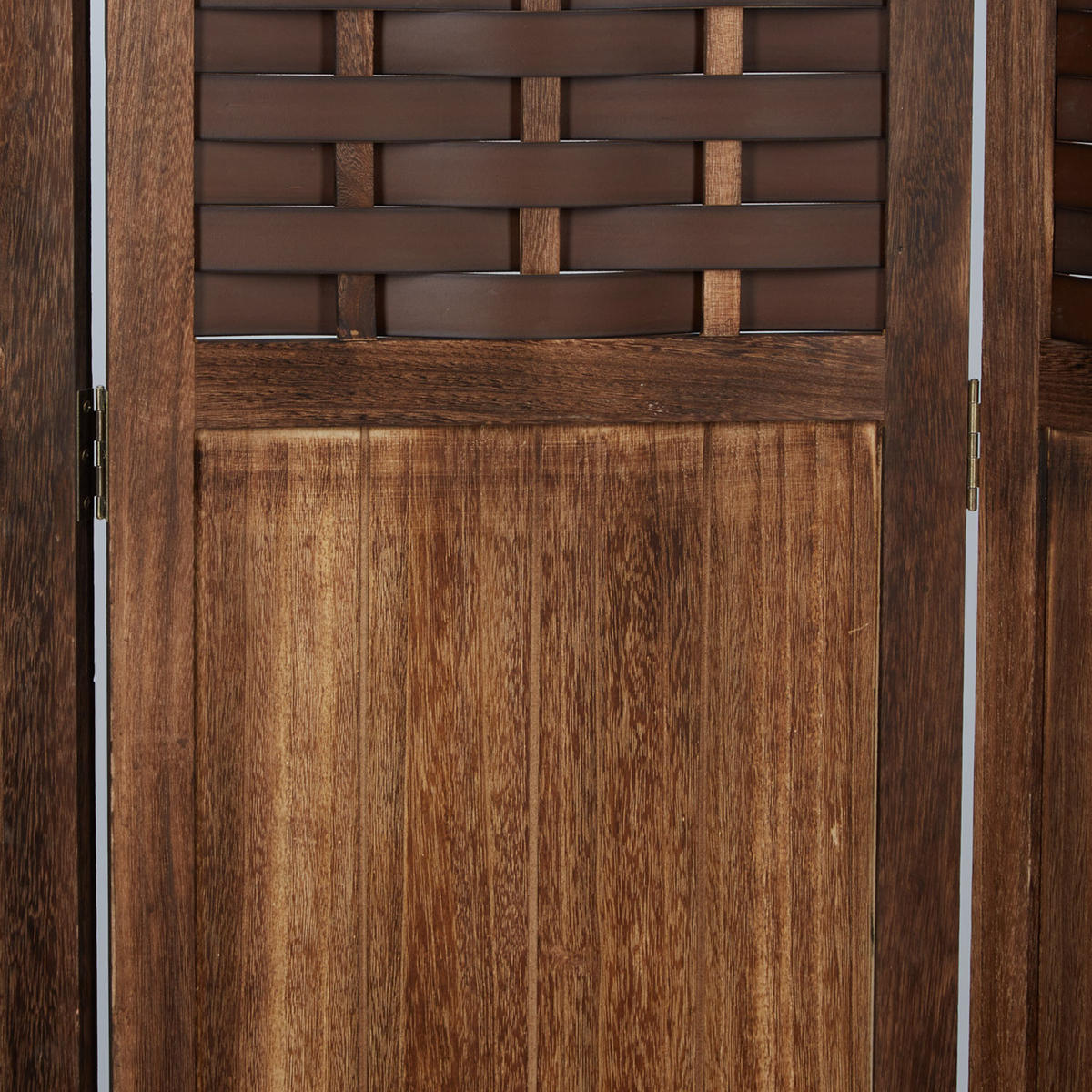 PARAVENT 3-tlg. 120/170 cm Dunkelbraun Rattan geflochten - Dunkelbraun, Holz (120/170/2cm) - Homestyle4u