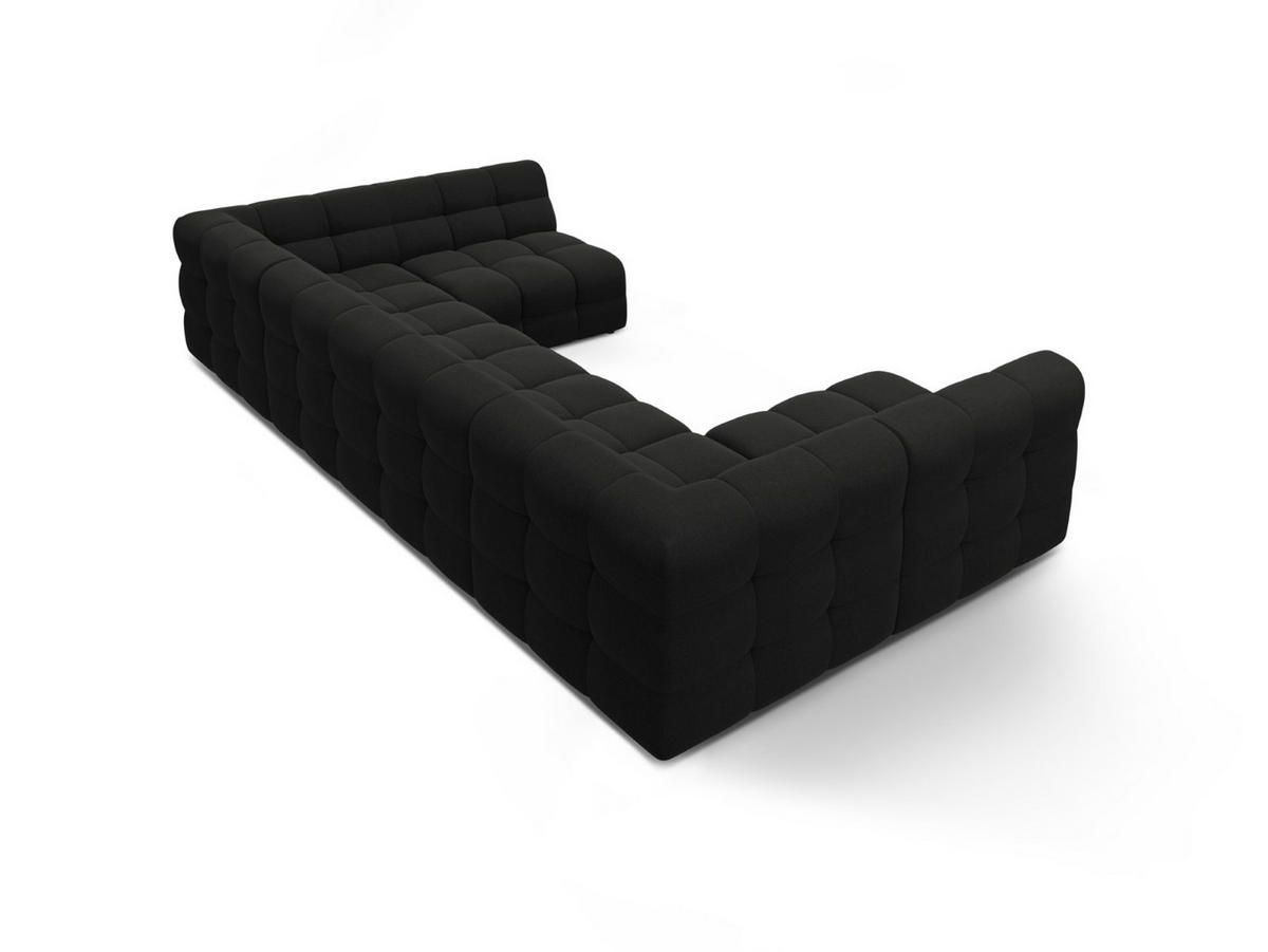 PANORAMASOFA Kendal aus strukturiertem Stoff schwarz 7 Sitzplätze - Schwarz, Textil (203/79/372cm) - Micadoni
