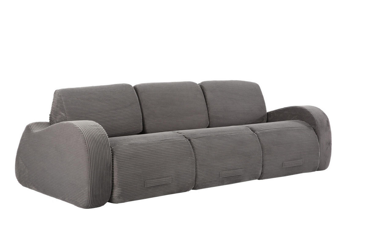 SOFA modular mit Schlaffunktion Cord Grau 3-tlg. - Grau, Kunststoff (115/76/247cm) - Meubliv