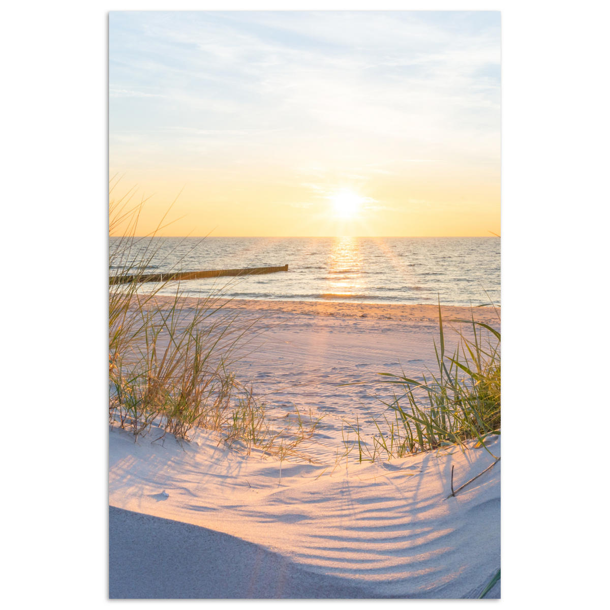 POSTER Strand - Sonne - Düne - Gras - Sand - Horizont 40x60 cm - Hellblau, Papier (40/60/0.1cm) - MuchoWow