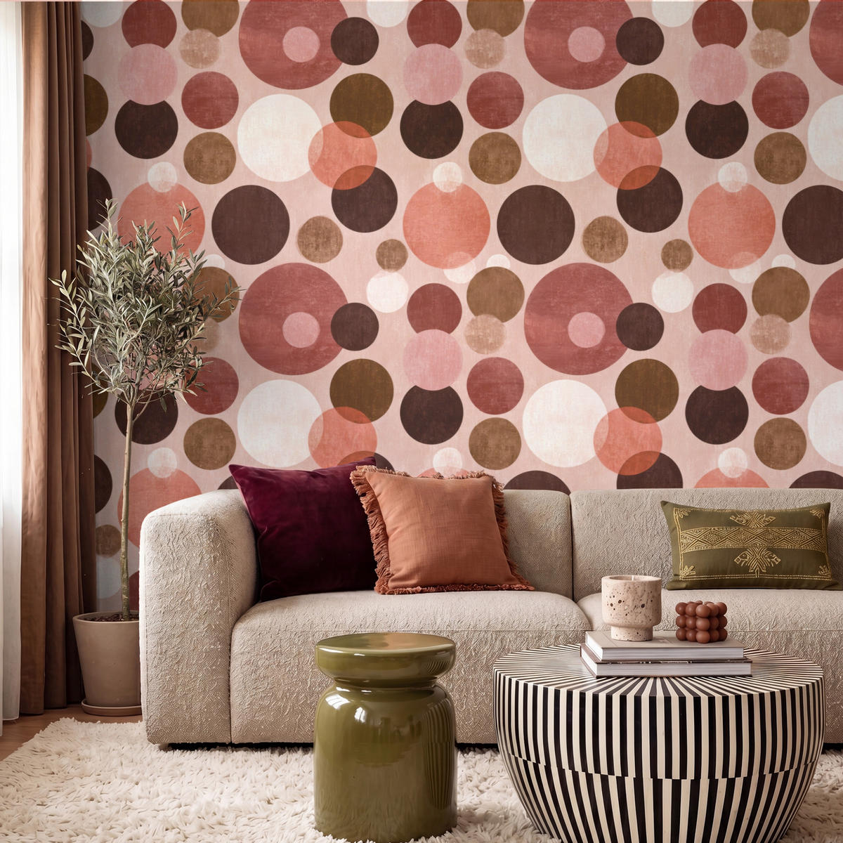 TAPETE - Kreise - Modern - Farbenfroh - 240x200 cm - Multicolor, Papier (240/200cm) - OnlyWow