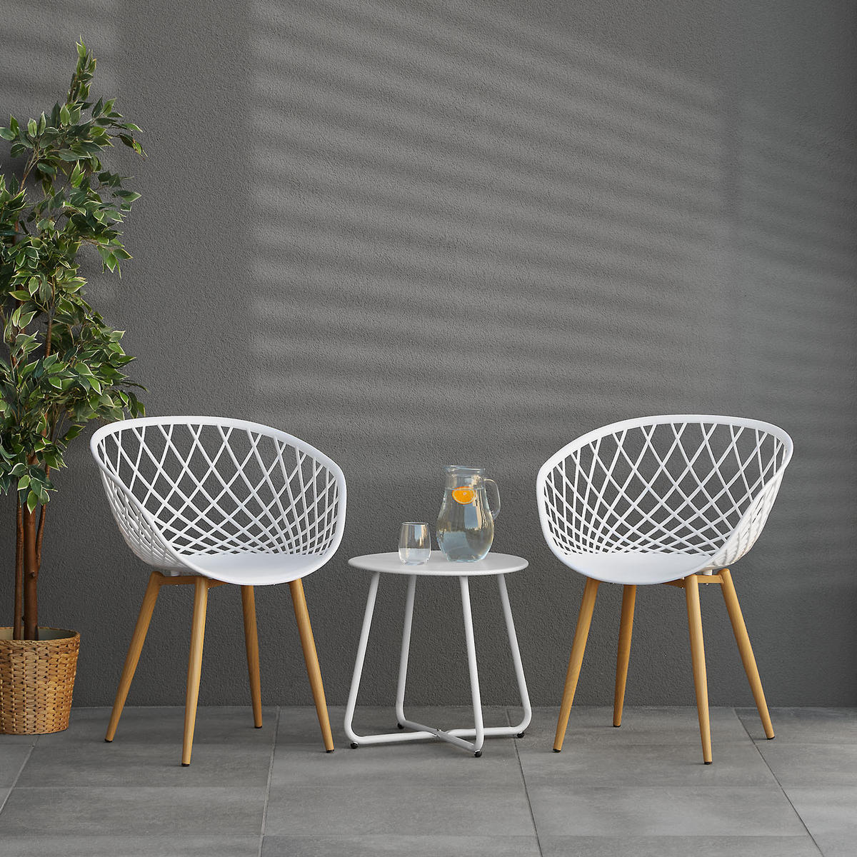 GARTENSTUHL 2er-Set Kunststoff weiß mit Armlehnen - Weiß, Kunststoff (62/80/57cm) - Homestyle4u