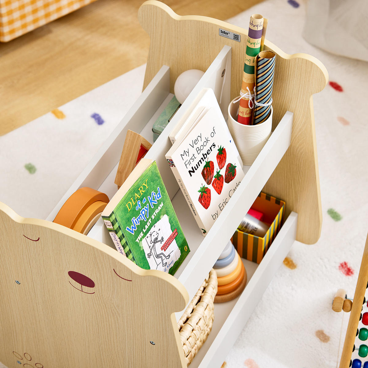 KINDERREGAL Weiß-Natur - Weiß/Naturfarben, Holzwerkstoff (50/53/40cm) - SoBuy