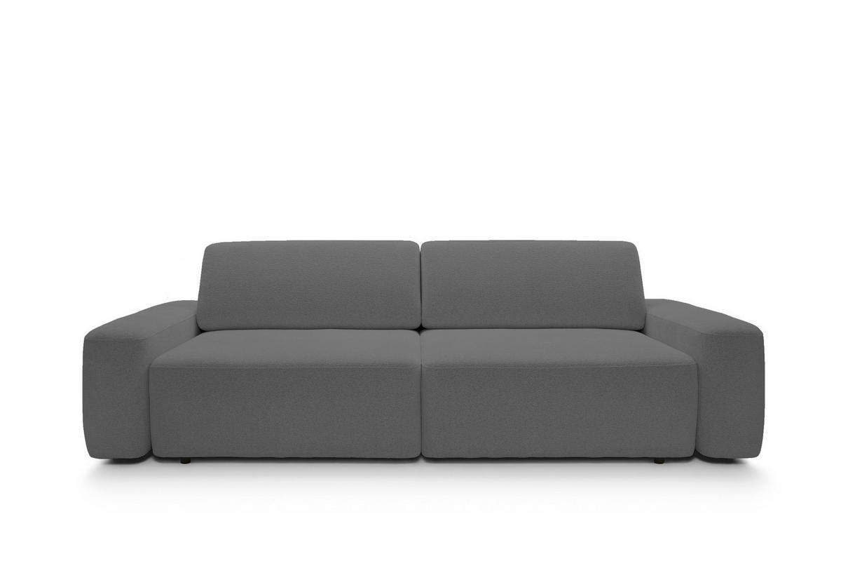 SOFA 4-Sitzer freistehend, Bettzeugcontainer, Polsterung aus PUR-Schaum, Stoff Raven, Schlaffunktion: 120x200 cm, Größe: 257x82x105 cm, Grau - Grau, Holz/Textil (257/82/105cm) - DomoHome