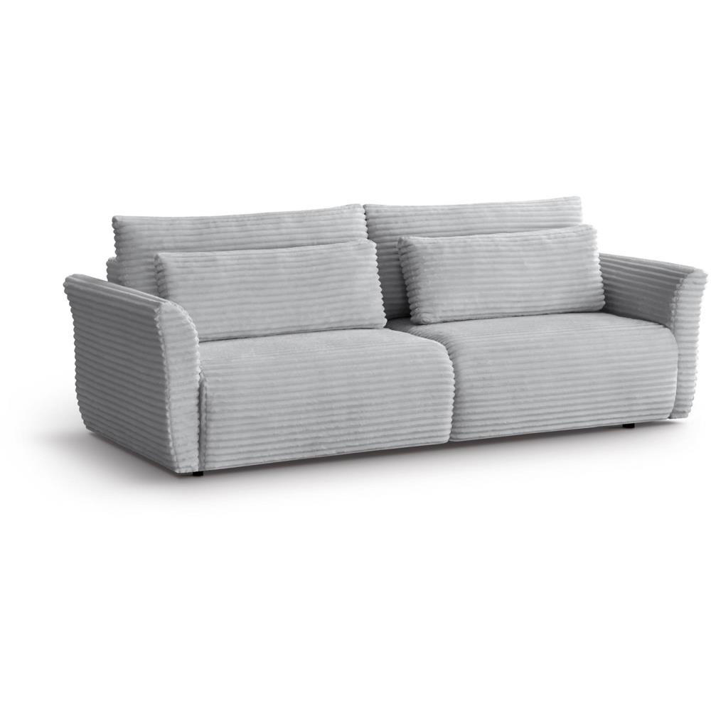 SCHLAFSOFA Samir 3-Sitzer hellgrau - Hellgrau/Schwarz, Kunststoff/Textil (240/92/108cm) - Beautysofa