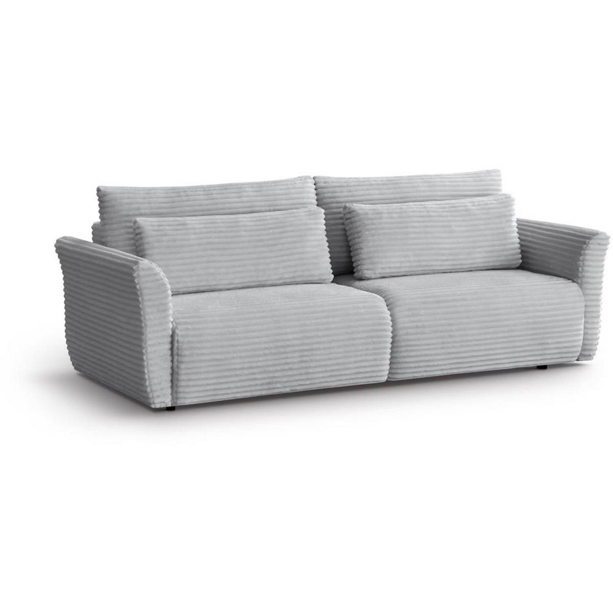 SCHLAFSOFA Samir 3-Sitzer hellgrau - Hellgrau/Schwarz, Kunststoff/Textil (240/92/108cm) - Beautysofa