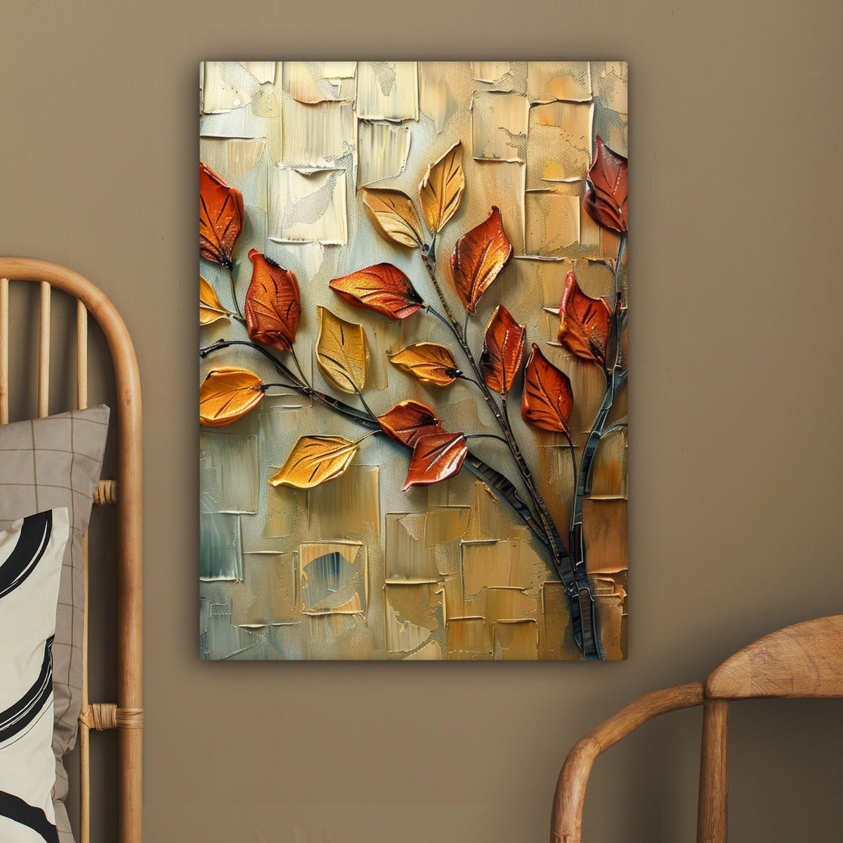 LEINWANDBILD Baum - Abstrakt - Natur - Kunst 60x80 cm - Goldfarben, Textil (60/80cm) - MuchoWow
