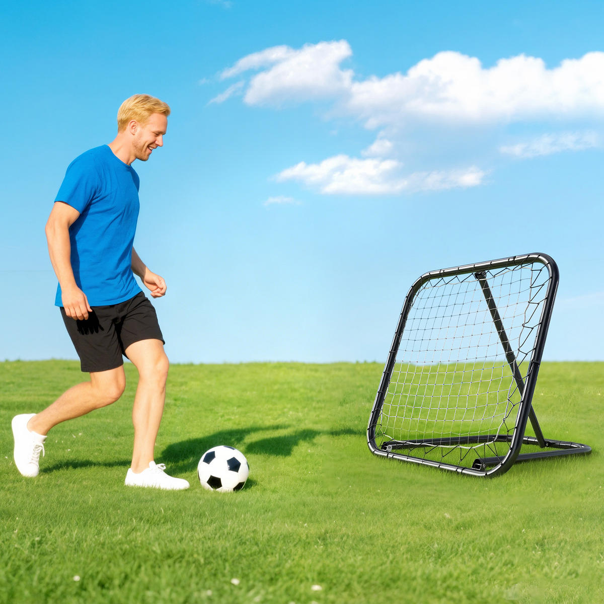 REBOUNDER DE-18591 verstellbarer Winkel, klappbar Schwarz - Schwarz, Metall (84/78cm) - ComfortXL