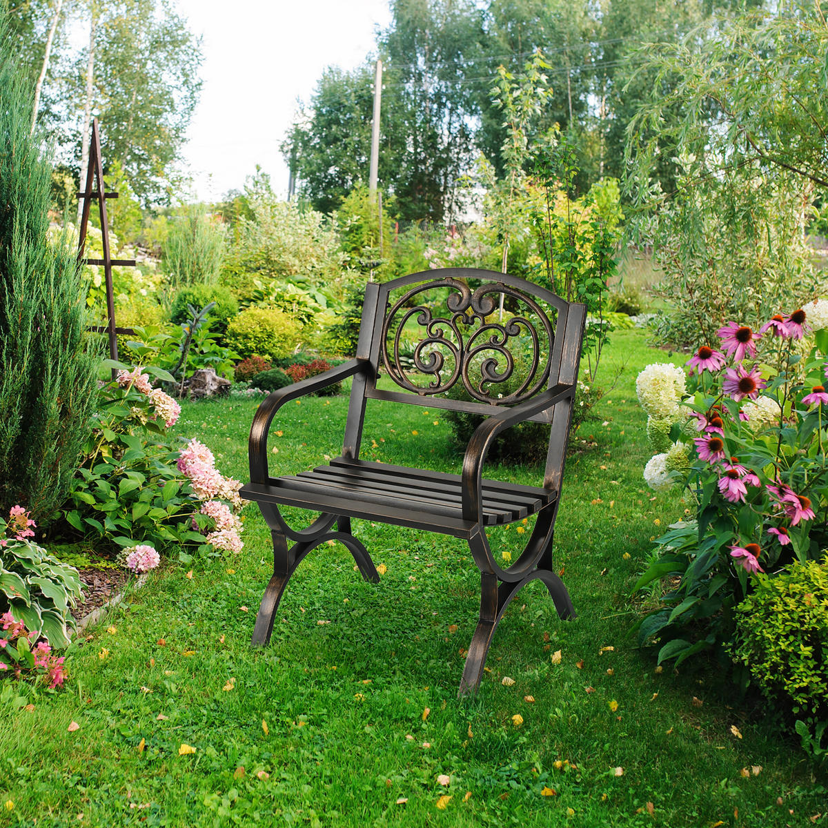 GARTENSTUHL - Schwarz, Metall (60/85.5/56cm) - Relaxdays