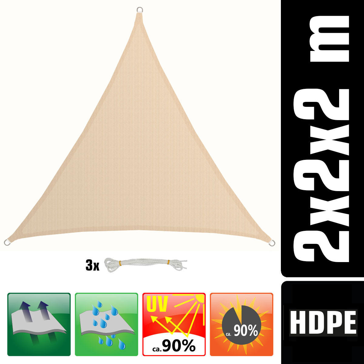 SONNENSEGEL Luftdurchlässig 200 cm Beige - Beige, Kunststoff (200/200cm) - Amanka