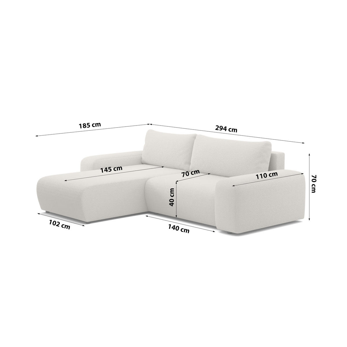 ECKSOFA Bornim Universelle Creme (Anthology 1) - Creme, Textil (294/185cm) - Fedve