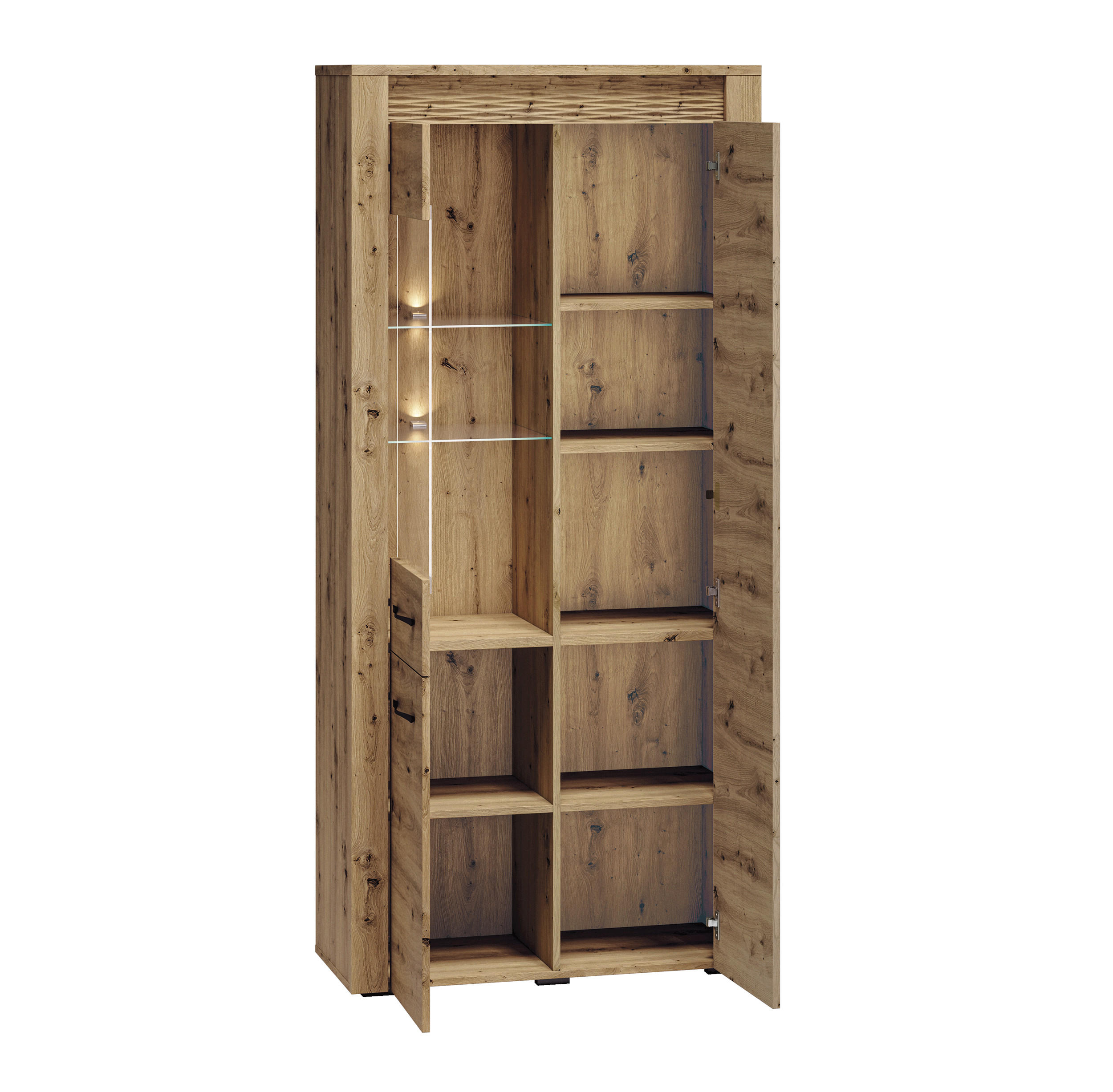 VITRINE Artis Artisan Eiche 92 / 40 / 200cm - Eiche Artisan/Braun, Holz/Holzwerkstoff (92/200/40cm) - Feldmann-Wohnen