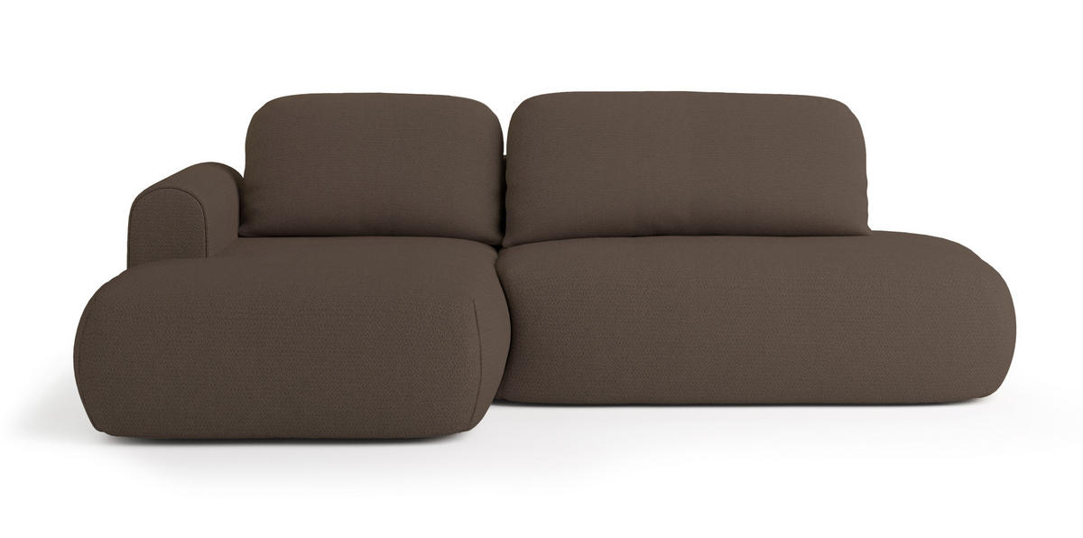 ECKSOFA NUVIRA L-S Braun Geflochtener Stoff mit Schlaffunktion - Braun, Holz (274/165cm) - MASSENO