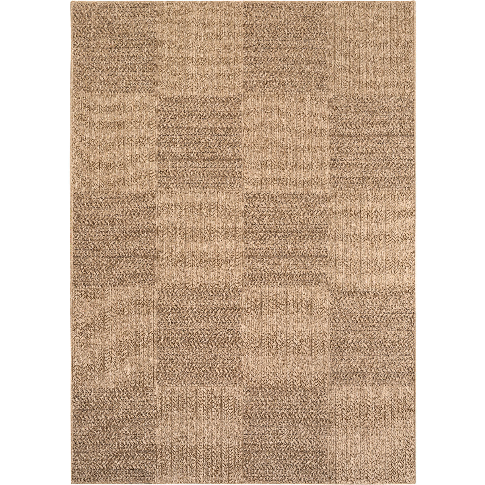 TEPPICH In-/Outdoor Jute-Optik Flachgewebe Kariert Polypropylen Beige Rechteckig 140x200 - Beige, Textil (140/200cm) - KADIMA DESIGN