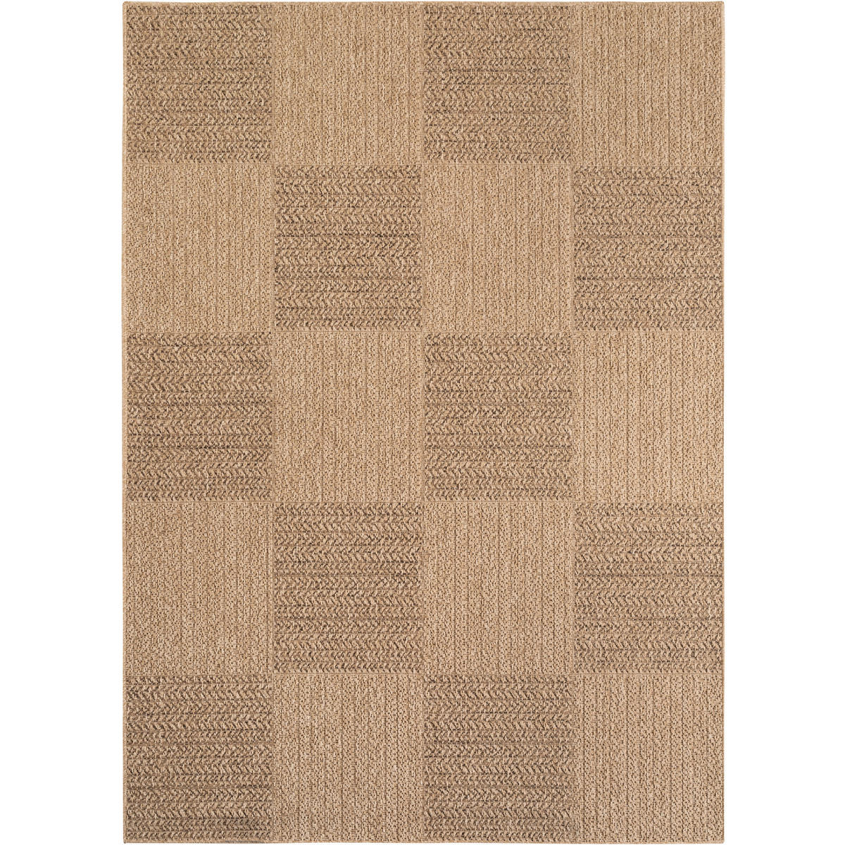 TEPPICH In-/Outdoor Jute-Optik Flachgewebe Kariert Polypropylen Beige Rechteckig 200x290 - Beige, Textil (200/290cm) - KADIMA DESIGN